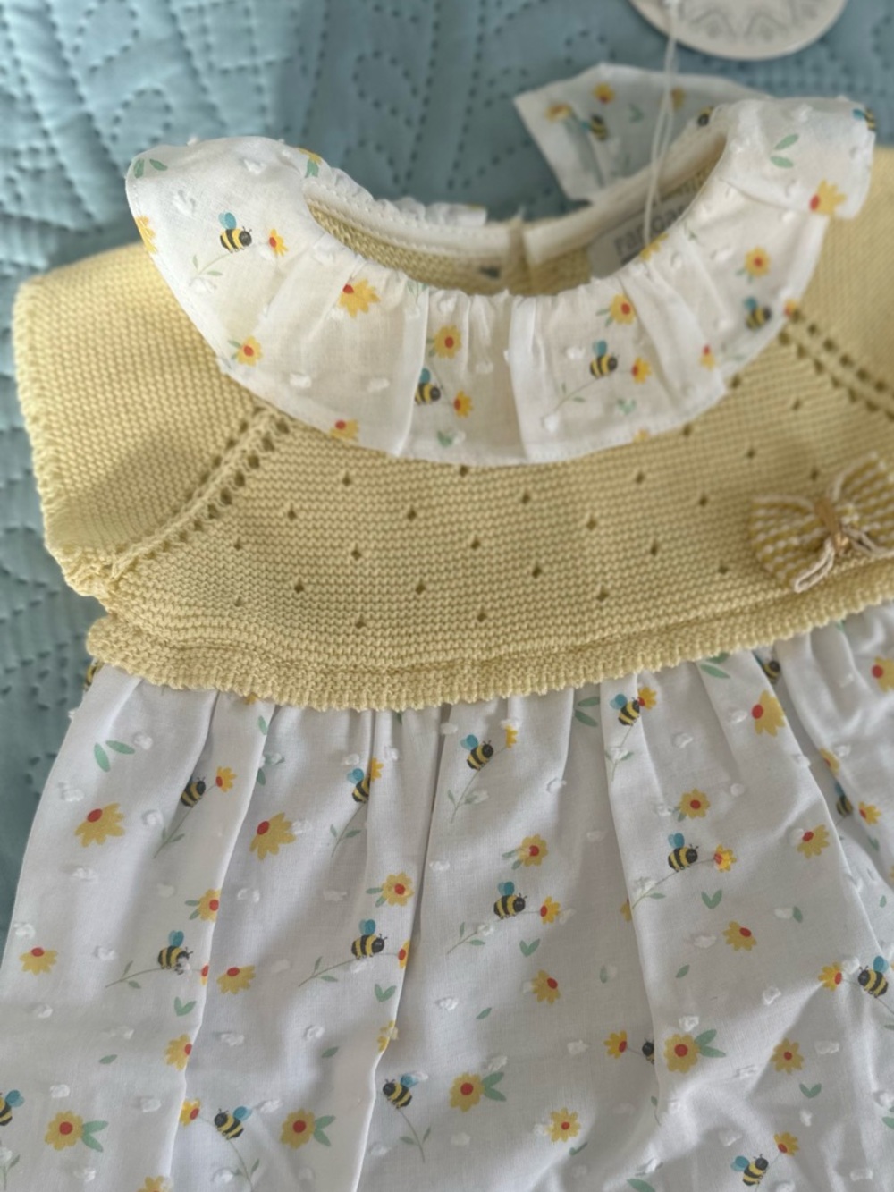 Pangasa Yellow Baby Spring Dress with size 6M made in Spain